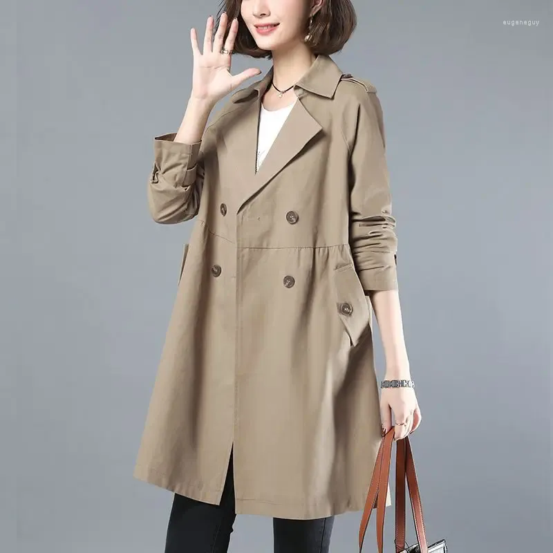 Women's Trench Coats Coat Mid-length 2023 Spring Autumn Korean Style Loose Top Uk Fashion Ladies Clothing Female Windbreaker Over