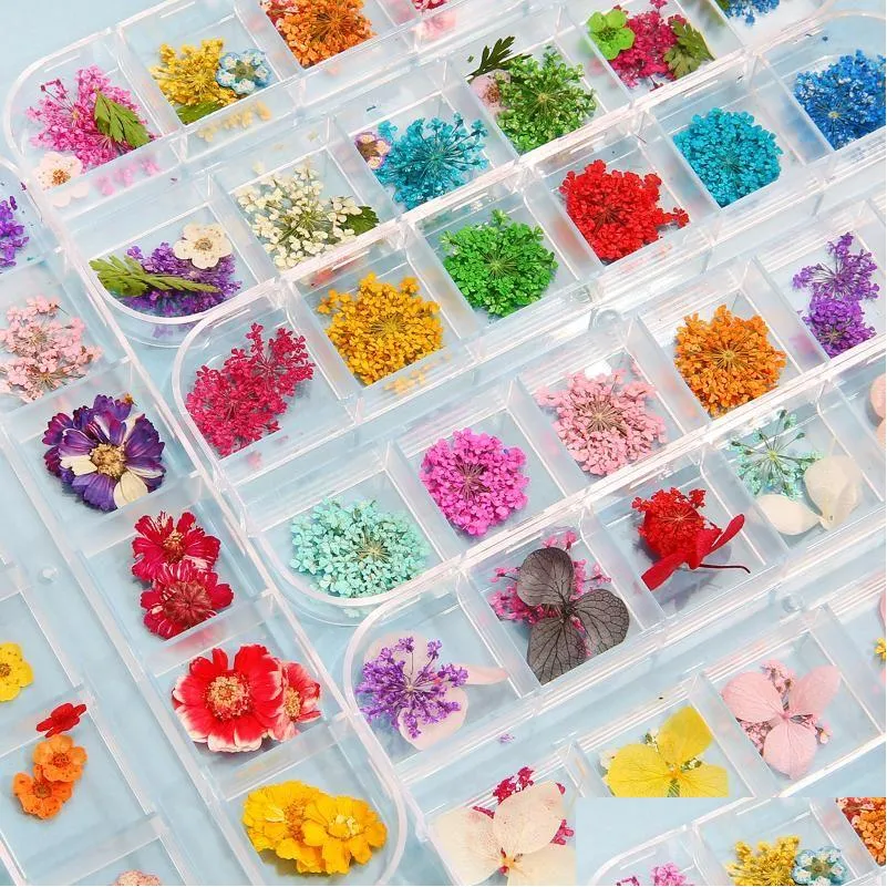 Dekorative Blumenkränze 1Box getrocknete trockene Pflanzen für Harzformen Füllungen Epoxidharz Anhänger Halskette Schmuckherstellung Handwerk DIY Nail Art Dec Dhkez