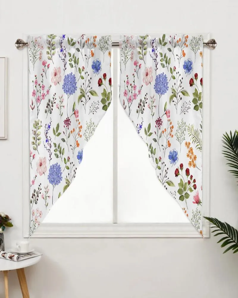 Tenda Vintage Floreale Fiore Pianta Finestra Soggiorno Arredamento Camera da Letto Tende Cucina Decorazione Triangolare