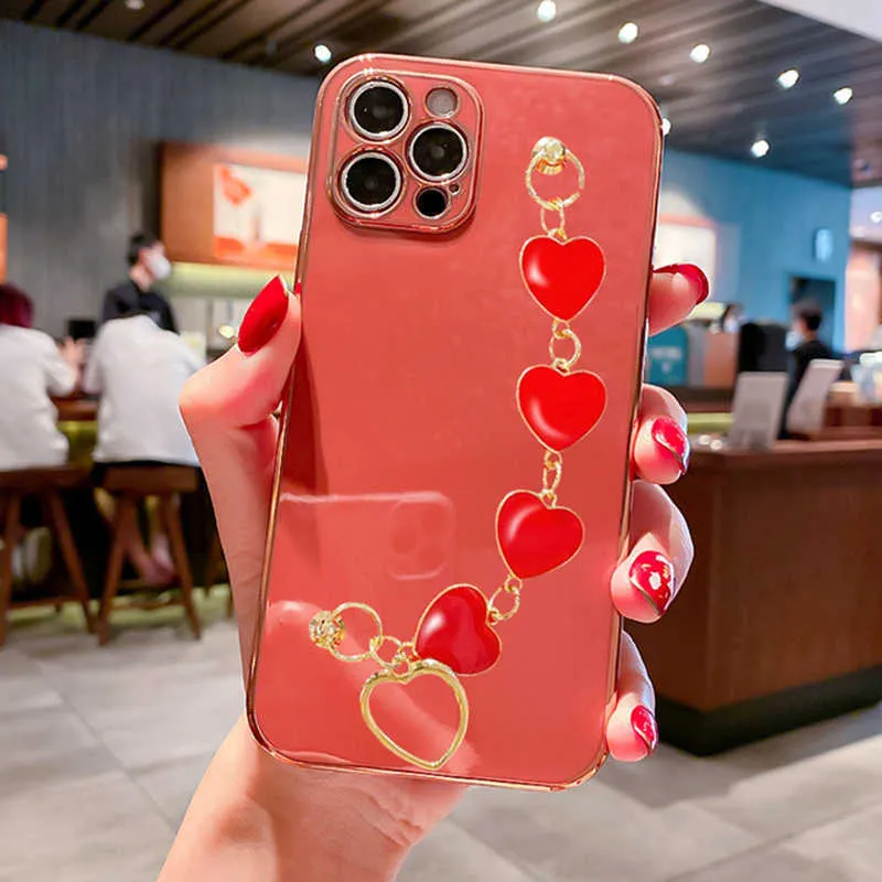Love Heart Hand Ring Bracelet Chain Case For Redmi Note 11 12 11S