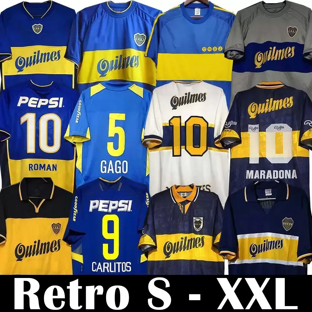84 95 96 97 98 Boca Juniors Maglie da calcio retrò Maradona ROMAN Caniggia RIQUELME 1997 2002 PALERMO Maglia da calcio Vintage Camiseta de Futbol 99 00 01 02 03 04 05 06 1981