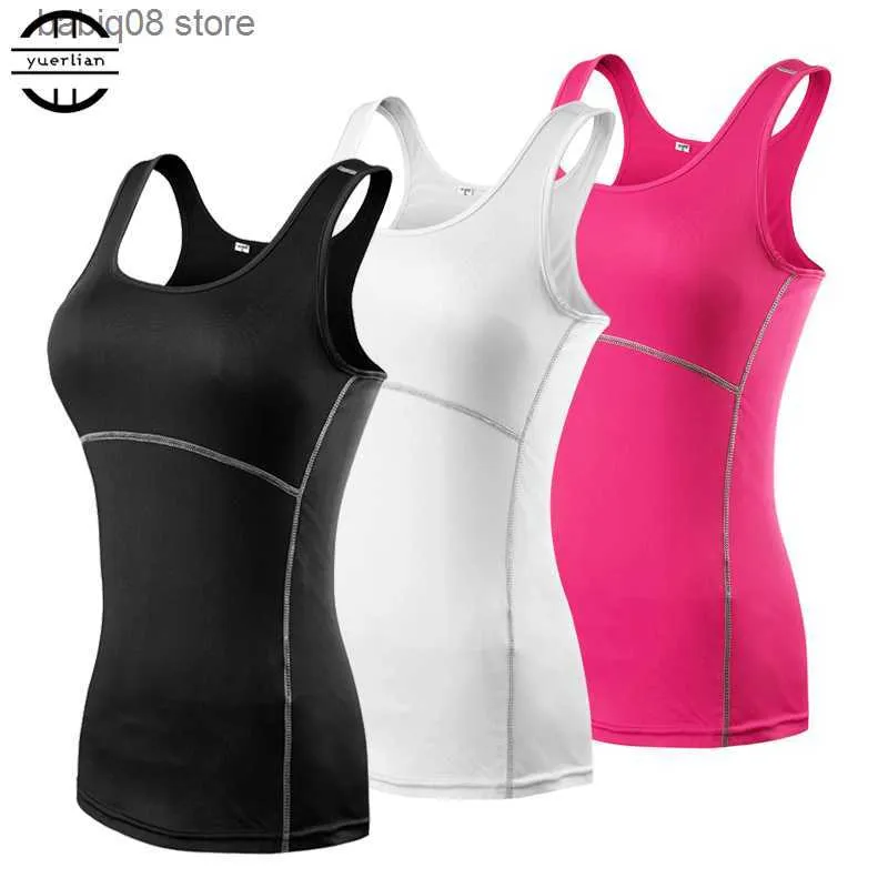 Yoga Outfit New Yoga Top Donna Sexy Gym Sportswear Vest Fitness abbigliamento donna attillato Camicia da corsa senza maniche Quick Dry White Yoga Canotta T230422