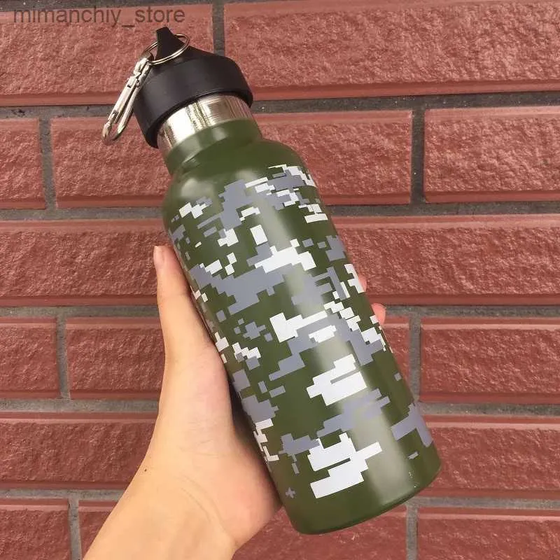 Waterfles 500 ML / 750 ML Camouflage Water Bott Stainss Stalen fles Doub Muur Vacuüm geïsoleerde thermoskan Sport Bott voor buitenreizen Q231122