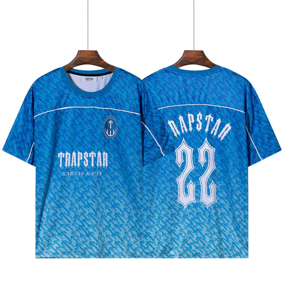 Trapstar designer Tees 2023 Trapstar T-shirt da uomo Street Fashion Brand Gradient Sports Manica corta Basket Soccer Tee Mesh Training traspirante