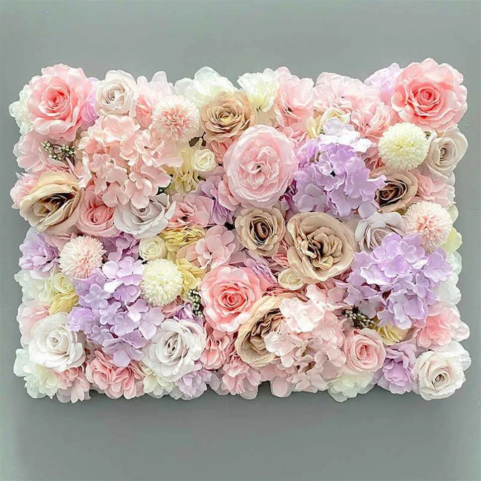 Aritificial Silk Rose Flower Panels Wall Decoration For Wedding Baby Shower Birthday Party Pography Backdrop Q0826241K