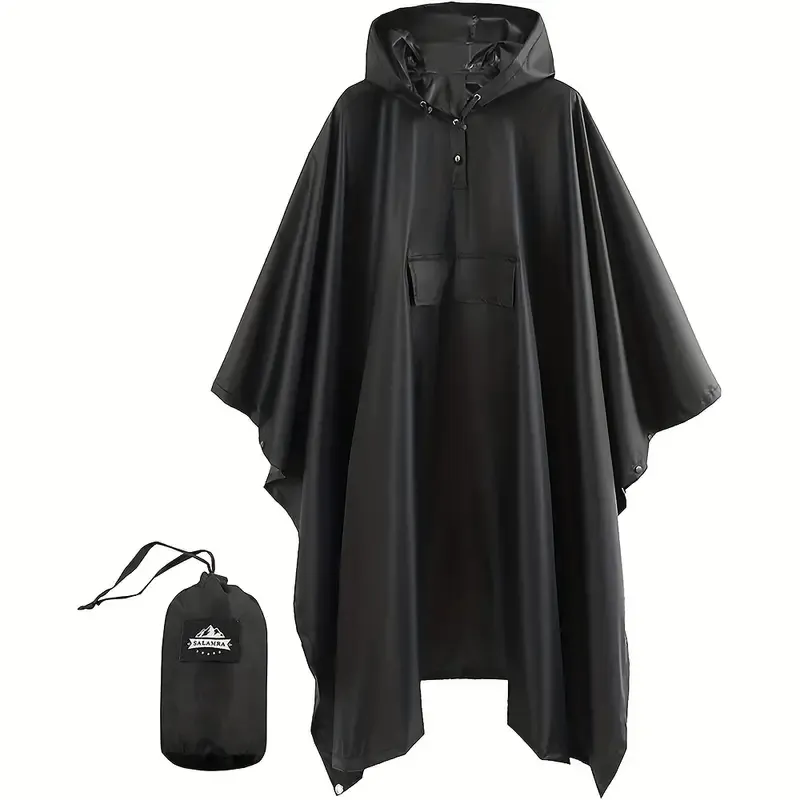 Stevige waterdichte regenponcho, herbruikbare regenjas met capuchon, unisex regenjas met zak