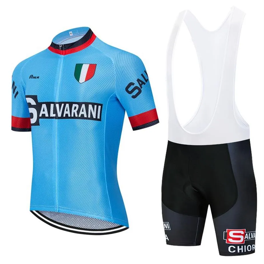 2022 pro equipe salvarani vintage conjunto camisa de ciclismo respirável manga curta verão pano secagem rápida mtb ropa ciclismo g2176h