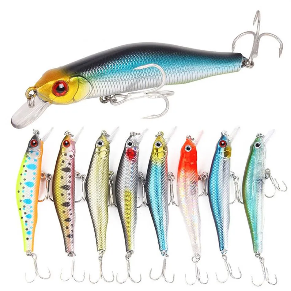 Nouveau modèle d'alose à face plate manivelle 8 cm 9 8g bec court Wobbler leurre de pêche méné Crappie crankbaits344B