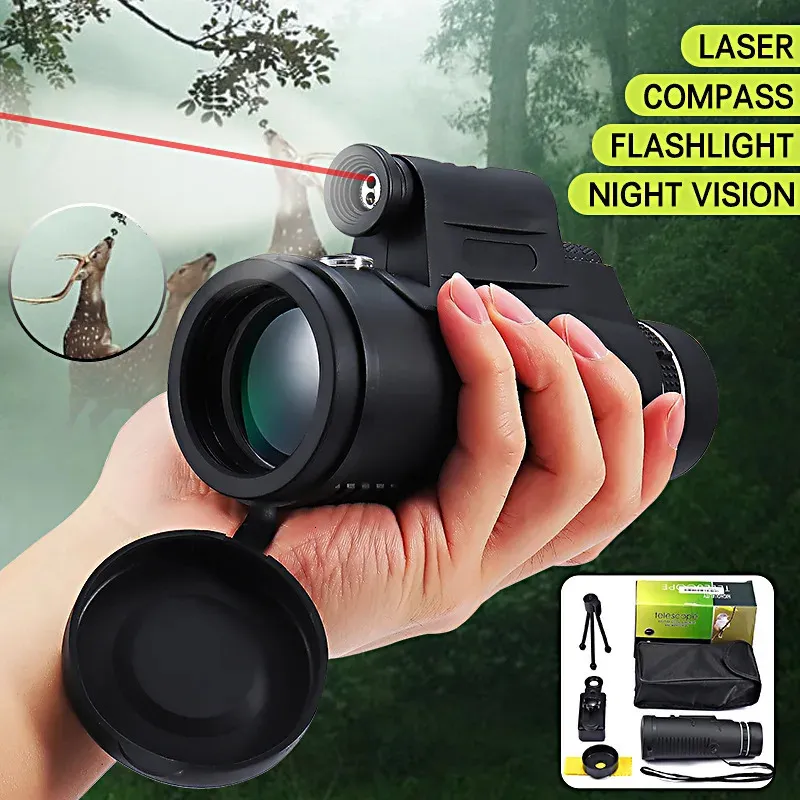 Télescope Jumelles Distance Vision Nocturne Grand Angle Monoculaire Laser Randonnée En Plein Air Voyage Portable Accessoires De Mode Outil 231121