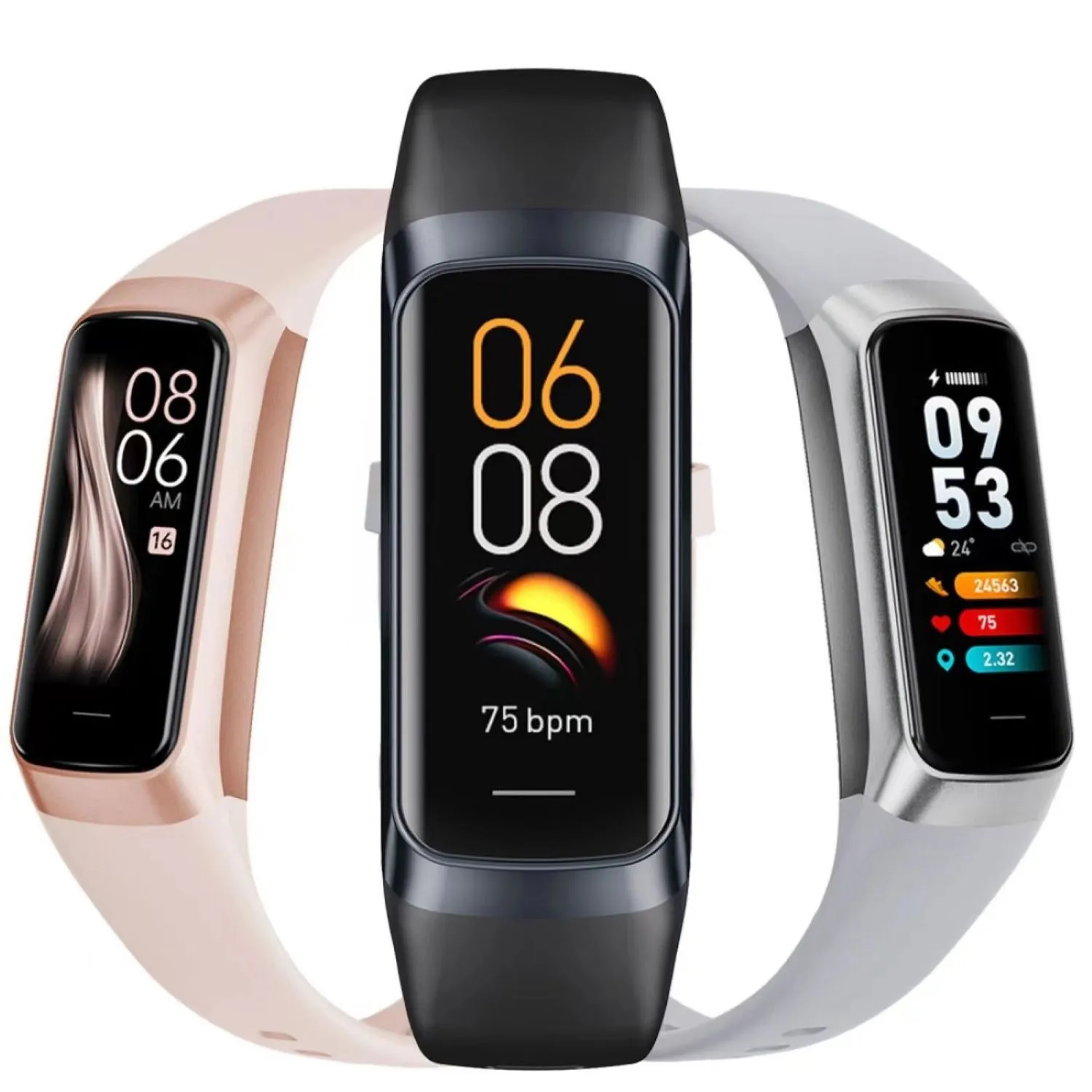 C60 سوار ذكي AMOLED شاشة معدل ضربات القلب تعقب Blood Fitness Smartband للنساء MAWN