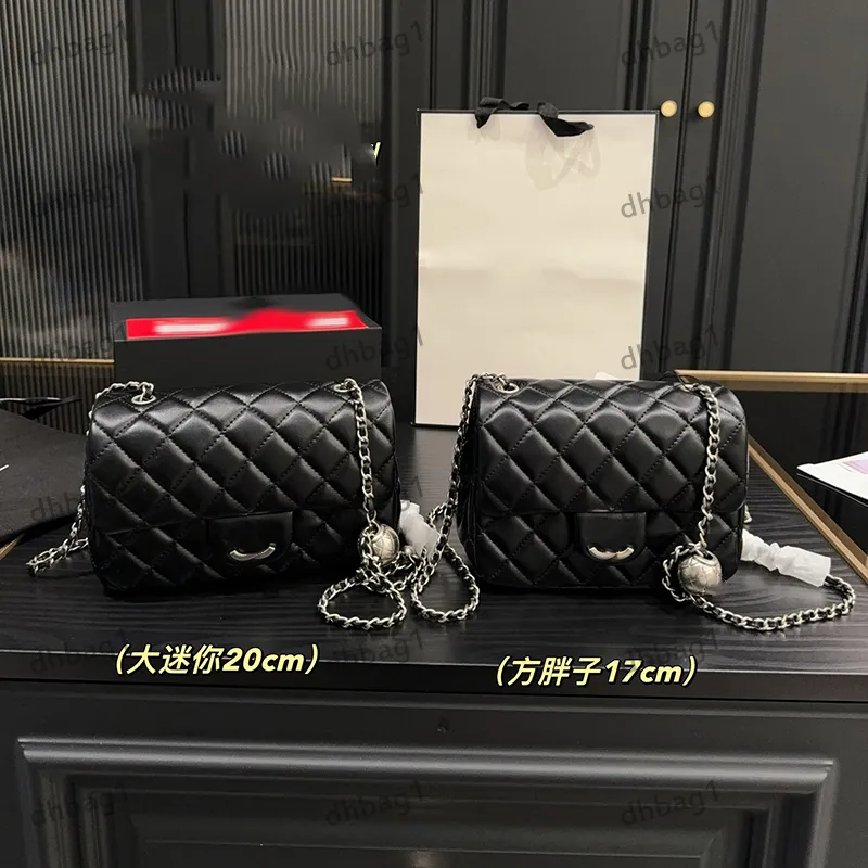 Women s Silver Ball Chain Bag Designer Leather Diamond Check Shoulder Bag with Metal Buckle Luxury Handbag Matelasse Chain Crossbody Bag for Makeup