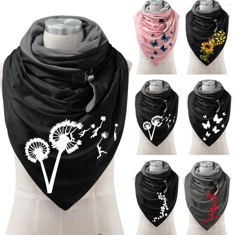 Scarves Scarf Fashion Women Printing Button Shawl Soft Wrap Casual Warm Windproof Shawls Printed