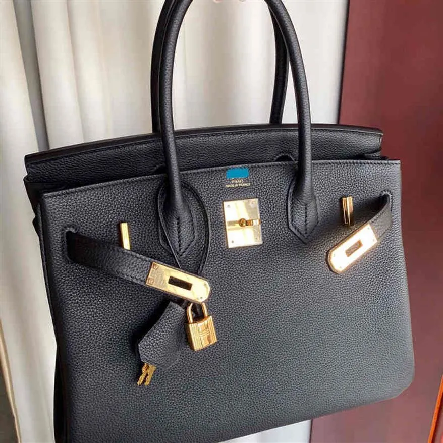 Sac à main Emmas Sacs de créateurs pour femmes Couture à la main Fil de cire Birkin25 Noir Or Togo Cuir Platinum Sac de haute qualité Luxu316y