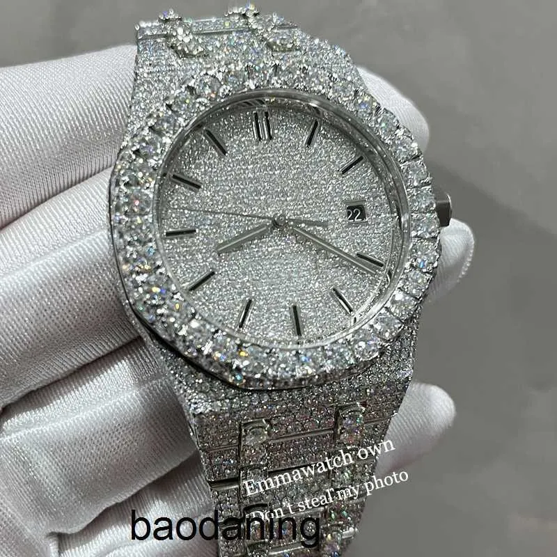 2023 Ap Watch Moissanite Type Vvs Iced Out Наручные часы Лучшее качество Eta Роскошные часы Серебряный корпус Прошел тест Автоматические часы Iced Out