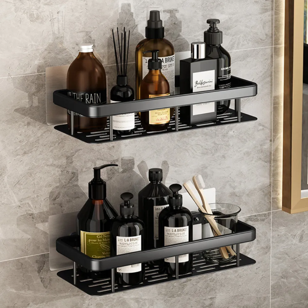 Badkamer planken 1/2 stks aluminium badkamer planken geen boor hoekplank shampoo houder voor douche keuken badkamer organizer badkamer accessoires 230422