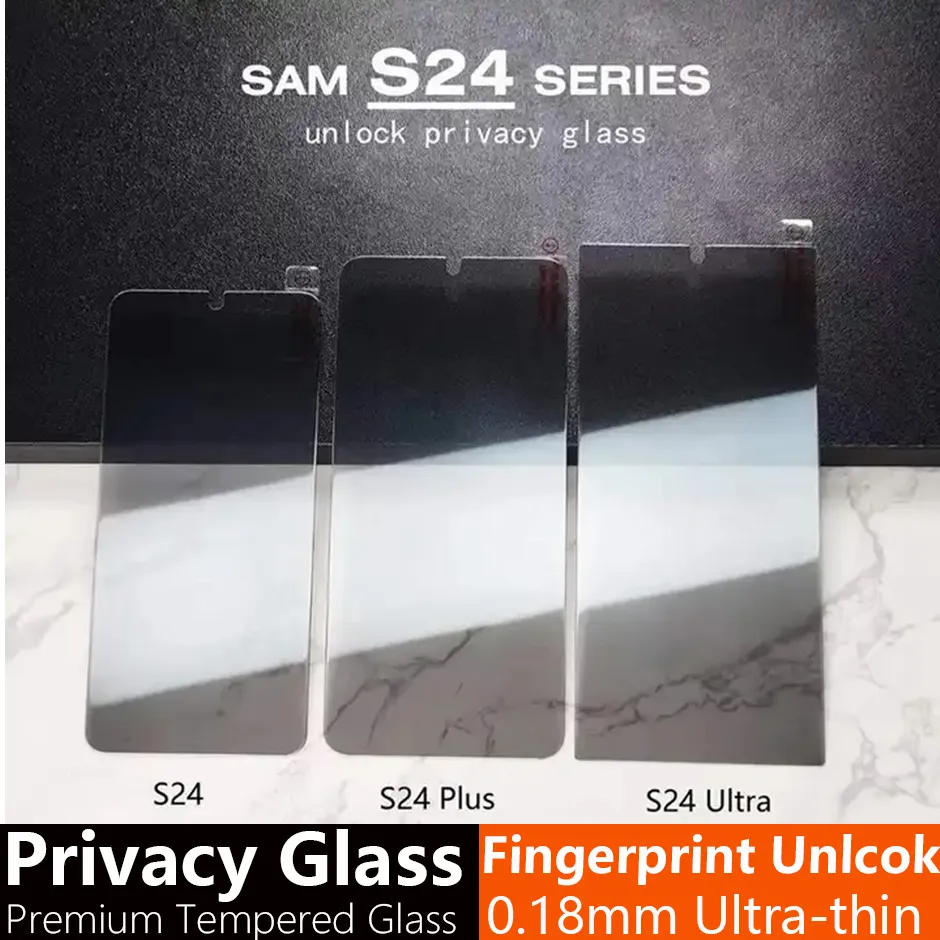 s24ultra Fingerabdruck-Entsperrung, 0,18 mm, Privatsphäre, 2,5D, klares gehärtetes Glas, Handy-Displayschutz für Samsung Galaxy S24, S23, S22, S21 Plus im Großhandel