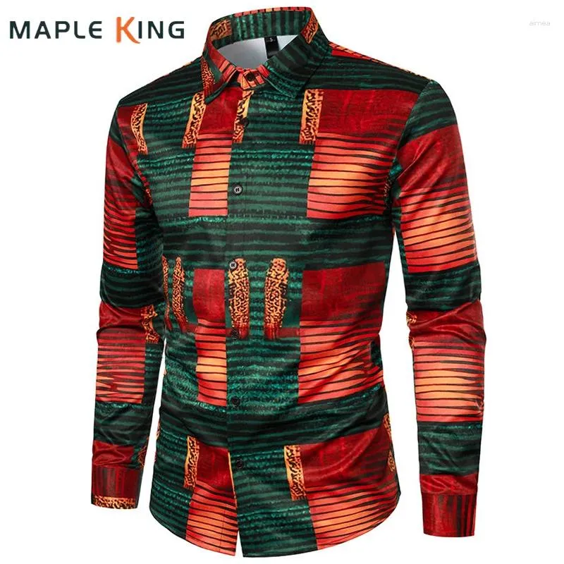 Chemises décontractées pour hommes Mens Designer Africain Tribal Graphique Imprimé Vinatge 2023 Steampunk Chemise Western Party Robe Chemise Hommes Punk