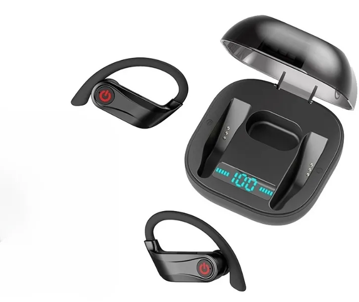 TWS BluetoothイヤホンLEDディスプレイワイヤレスヘッドフォンノイズキャンセルイヤホンの防水スポーツヘッドセット付きマイク