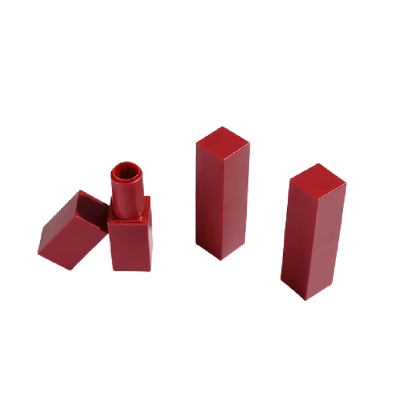 Lipstick Tube Packaging Bottle 12.1mm DIY Square Shape Red Magnetic Cosmetic Container Portable Empty Plastic Makeup Lip Blam Tubes