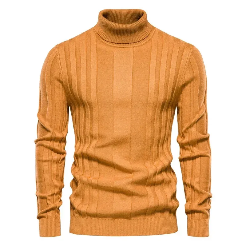Herrtröjor män Turtlenecks tröjor Knitwear Pullovers Solid Color Långärmad randig tröja Male Casual Daily Multicolor Sweaters S-XXL 231122