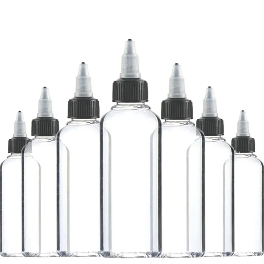 30pcs 30ml 60ml 100ml 120ml البلاستيك الحبر الفارغ الفارغ العلوي الأسود الشفاف