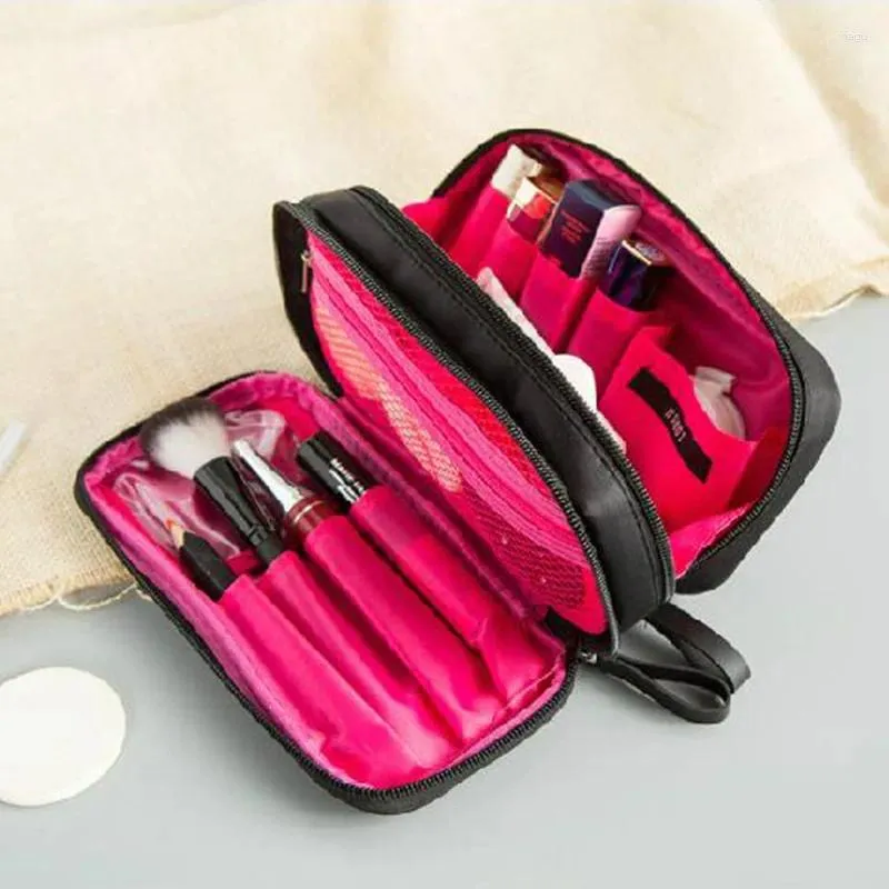 Sacs à cosmétiques Mini sac étanche simple couleur unie portable pochette de rangement de maquillage voyage femme porte-brosse de maquillage étuis de toilette