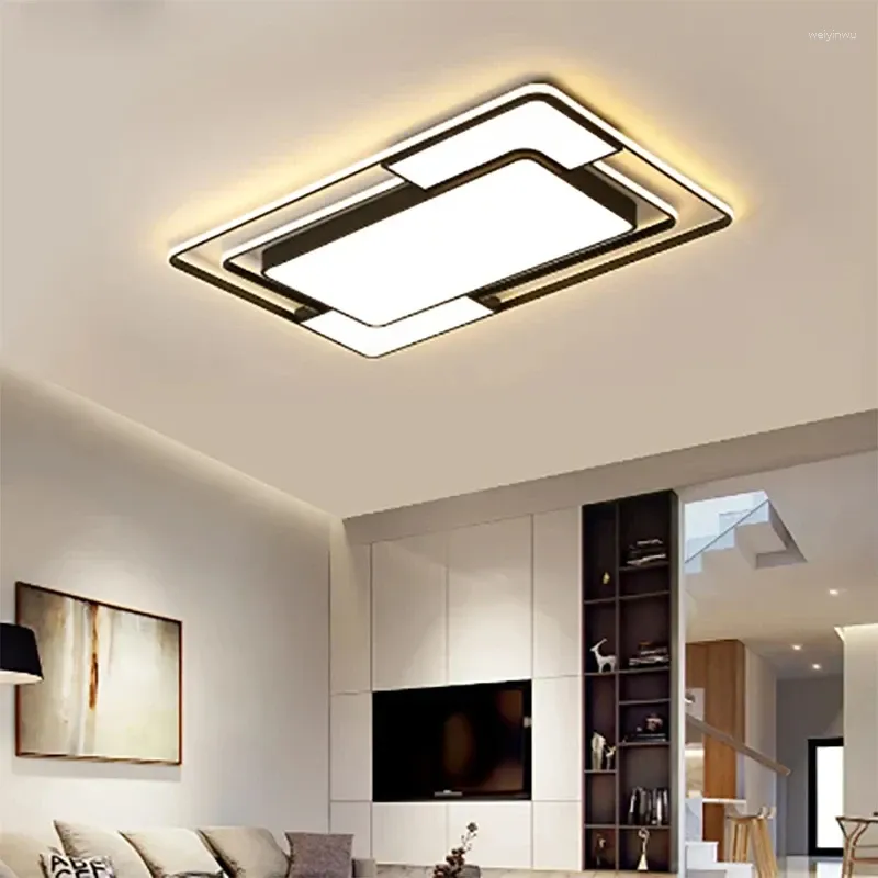 Ceiling Lights Modern Minimalist Black LED Chandelier Living Room Dining Kitchen Loft Bedroom Simple Interior Decoration Nordic Style