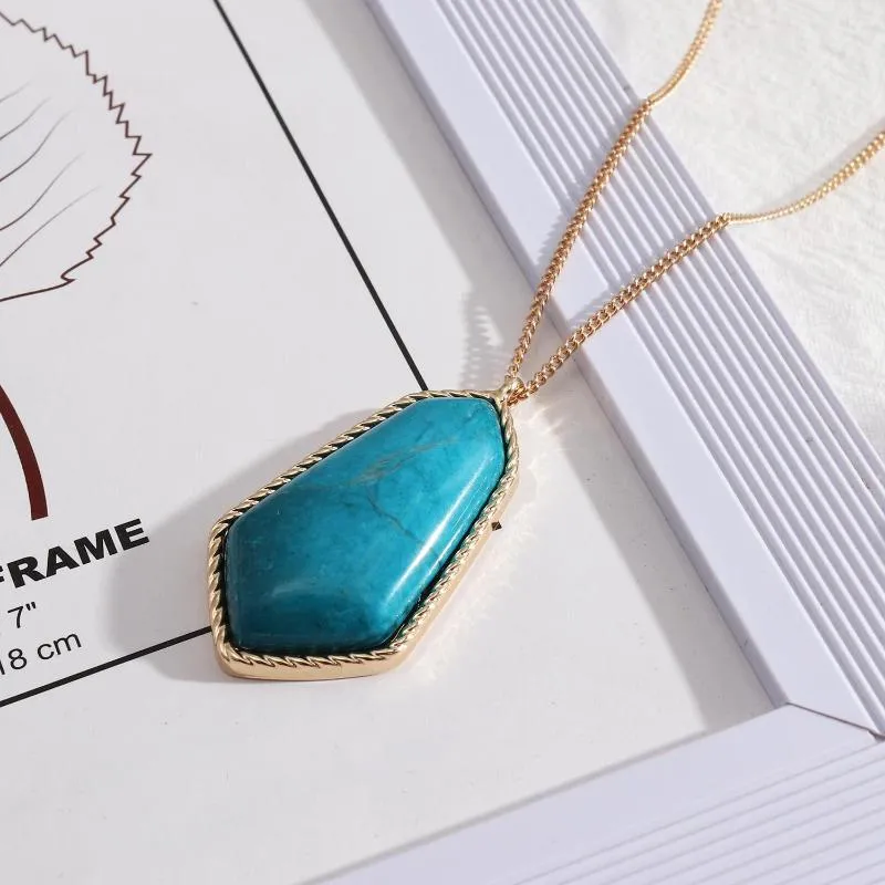 Colliers pendentifs Fashion Trendy Chic Jewelry Natural Blue Turquoise Stone Collier pour femmes Boutique Party Accessoire