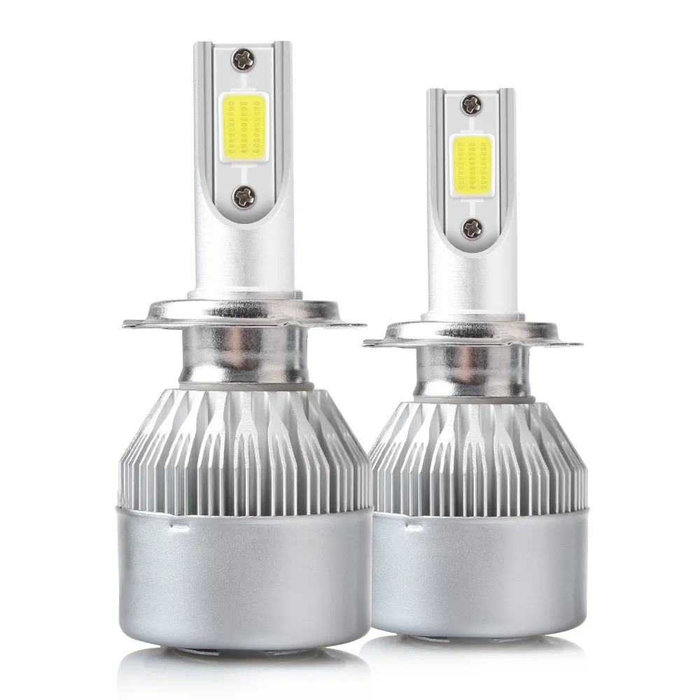 2PCS C6 72W 6000K COB Auto Reflektor LED LED światła LED Wodoodporna H4 H7 H11 9004 9005 9006 9007 Super jasne światło mgły mgły