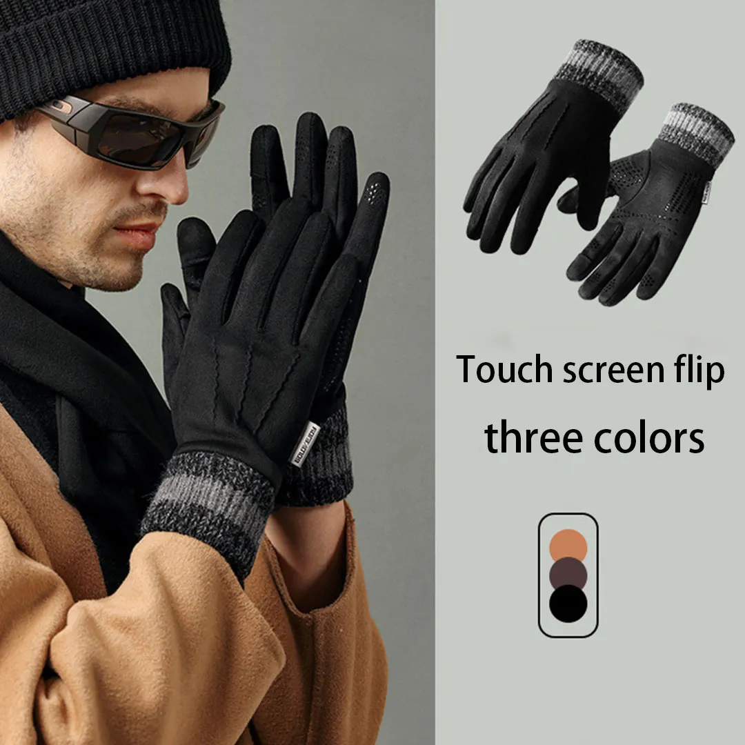 Designerhandskar Kvinnor Herrhandskar Chamois handskar Vindtät handledsberedningsskärm Flip Opening Glove Ride Cold Gloves Resistant Outdoor Drive Five Finger Gloves