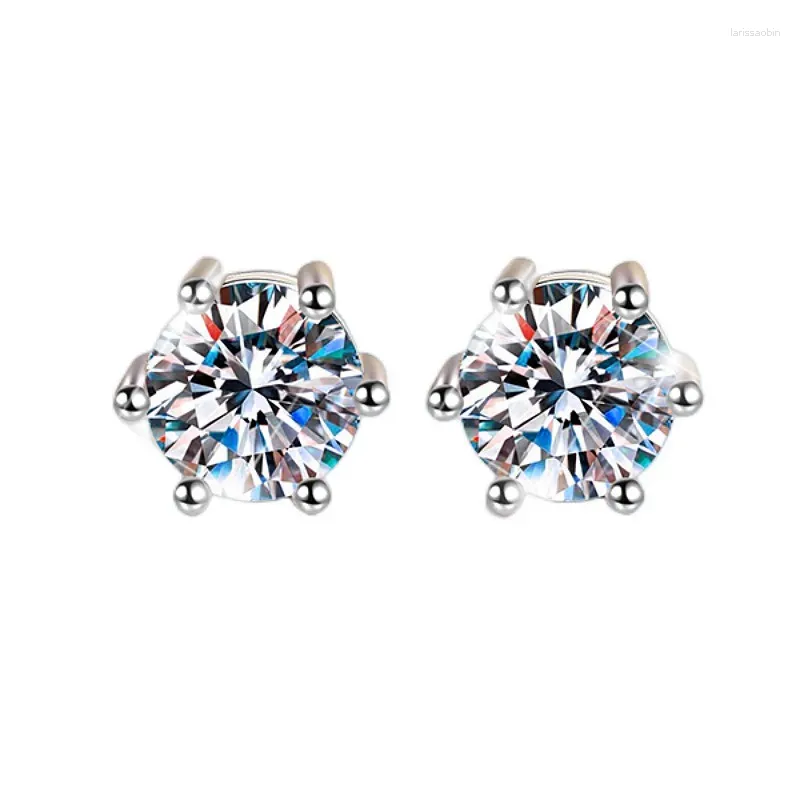 Stud Earrings ES0010 Lefei Fashion Trendy Classic Luxury Moissanite Simple Paws 6 Crown For Charm Women Silver 925 Party Jewelry Gift