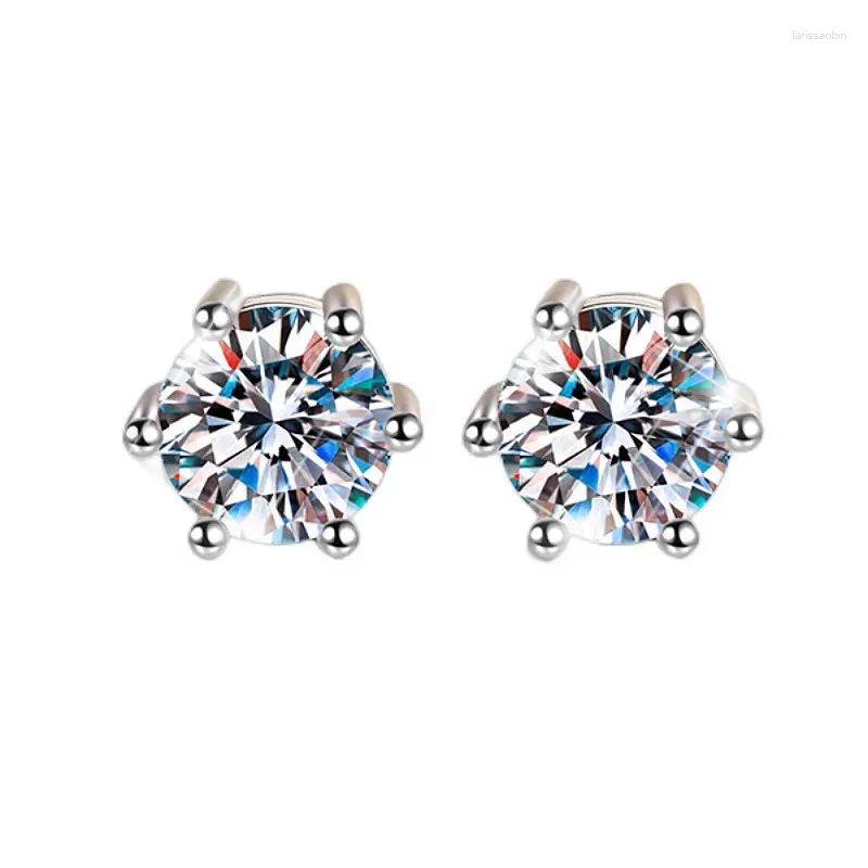 Boucles d'oreilles ES0010 Lefei mode à la mode classique luxe Moissanite simples pattes 6 couronne pour charme femmes argent 925 fête bijoux cadeau