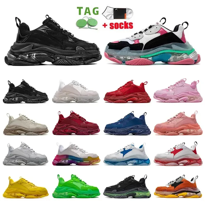 Designer Newest Crystal Bottom 17w Women Mens Casual Shoes Dad Platform Trainers Balanciagas triple s Thick bottom Sneaker