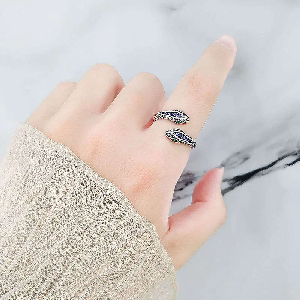 Anello di diamanti attorno all'anello del serpente personalizzato anello da festa hip hop gioielli da dito alla moda di strada