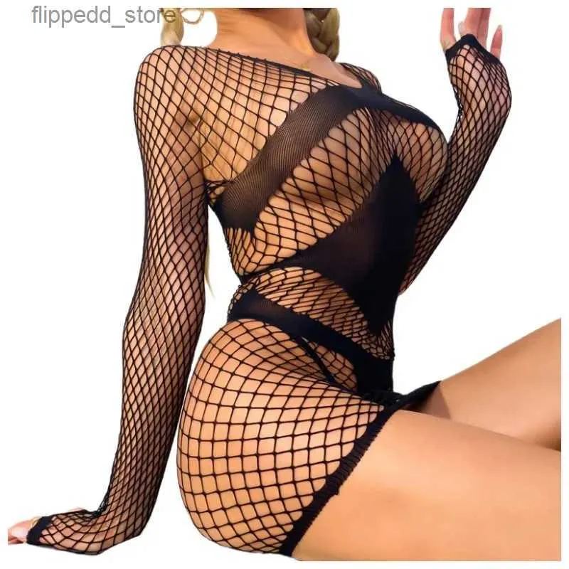 Sexiga strumpor underkläder Extreme Mini Dress Fishnet Flirting Sex Toys Tights Summer Body Hot Sexig Erotic Sleepwear Bodysuit Women Nattklubbar Q231122