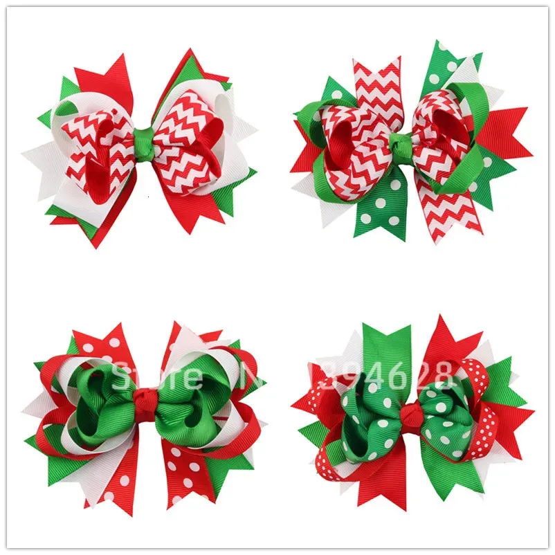 Headwear Hair Accessories 20pcs /lot 11cm Kids Girl's Stacked Boutique Bows With 6cm Hair Clip Grosgrain Ribbon Christmas Bows For Girls Hair Accessories 231121