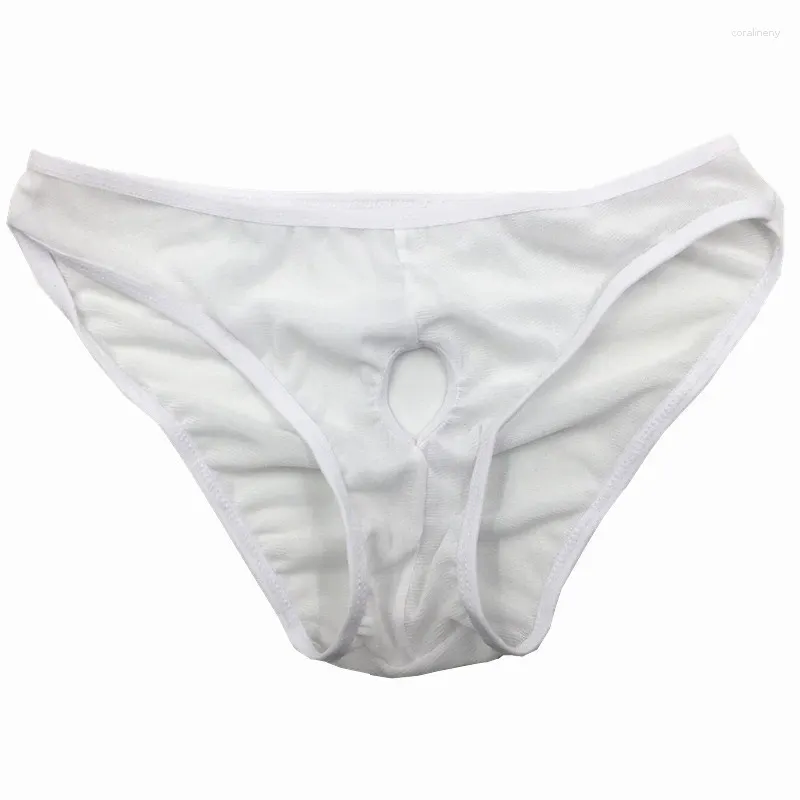 Cuecas sexy roupa interior masculina perspectiva alta malha elástica lacunas expostas jj triângulo t-string calças