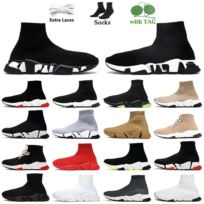 Дизайнерская мужская обувь Женская мужская обувь для скоростных тренировок Черно-белые красные граффити Fashion Speeds 2.0 Носки с прозрачной подошвой Бегуны Мокасины на платформе Кроссовки 36-45