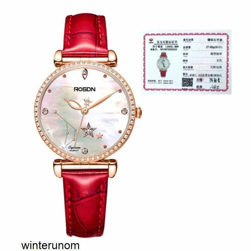 Rosdn Women's Swiss Quartz Watch: 12 Constellation Diamond Waterproof  Fashion Wristwatch Limited Edition HB9P