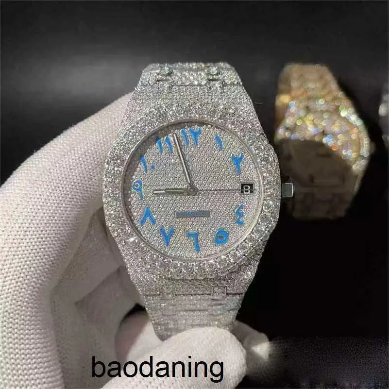 VVS AP 시계 Moissanite Automatic Mens Sier Diamonds Pass Top Quality ETA Movement 904L Stainls 강철 아이스 아웃 Sapphire Watch 방수 Cy