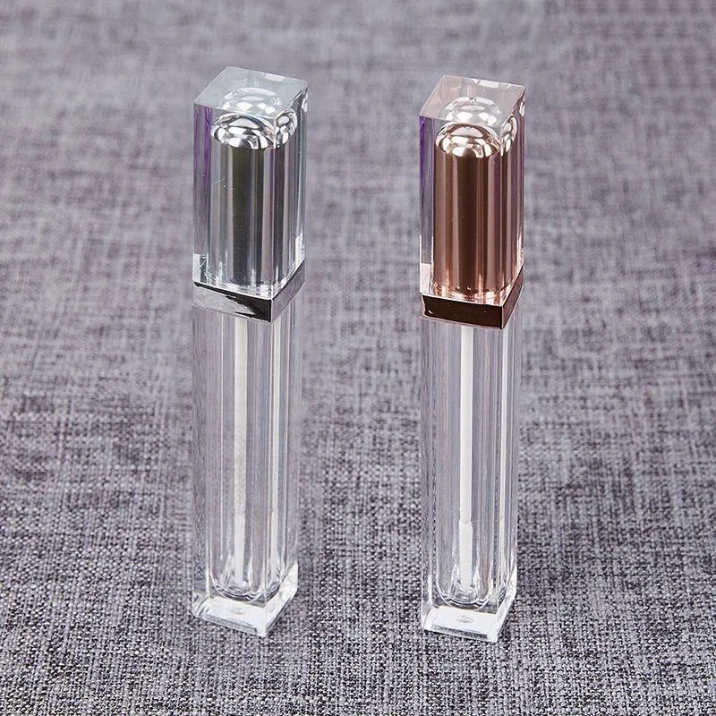 8 ml läppglansrör behållare Rensar mini påfyllningsbara läppbalsamflaskor med lipborste guld/silverlock för diy läppprov resor split cha qrdl