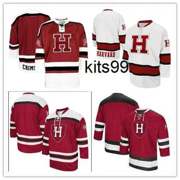 Aangepaste mannen Harvard Crimson Colosseum Mr. Plough Hockey Jersey borduurwerk gestikt elke naam elk nummer S-3XL