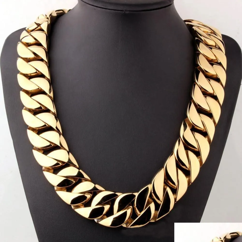 Chaînes Chaînes Personnalisé 2M Miami Cubain Lien Chaîne Collier En Acier Inoxydable Or Couleur Hommes Hip Hop Rock Bijoux Drop Livraison Colliers Pe Dhfbe