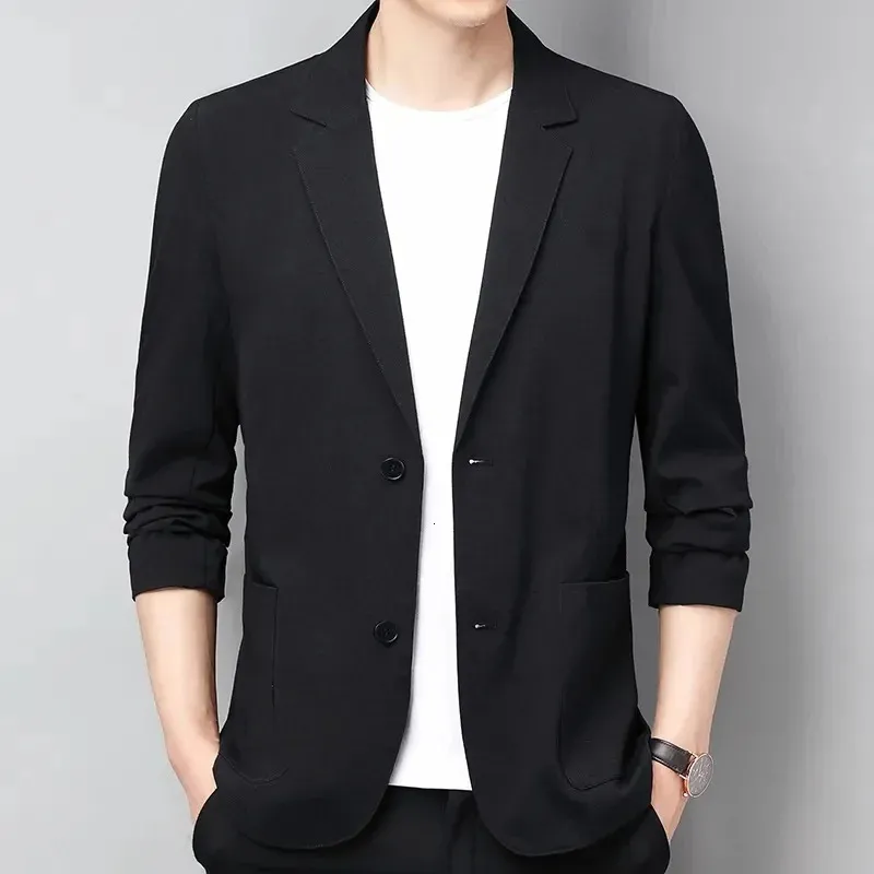 Men's Suits Blazers Black Blazers Men's Cotton Linen Suit Jacket Spring Summer Loose Gray Male Long Sleeve Business Coat Casual Luxury Man Blazer 231122