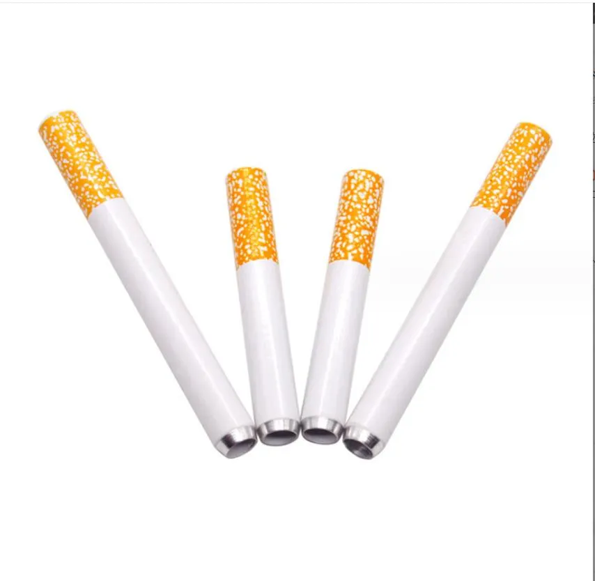 Smoking Pipes Portable 78mm55mm long metal aluminum alloy cigarette shaped pipe smoking set