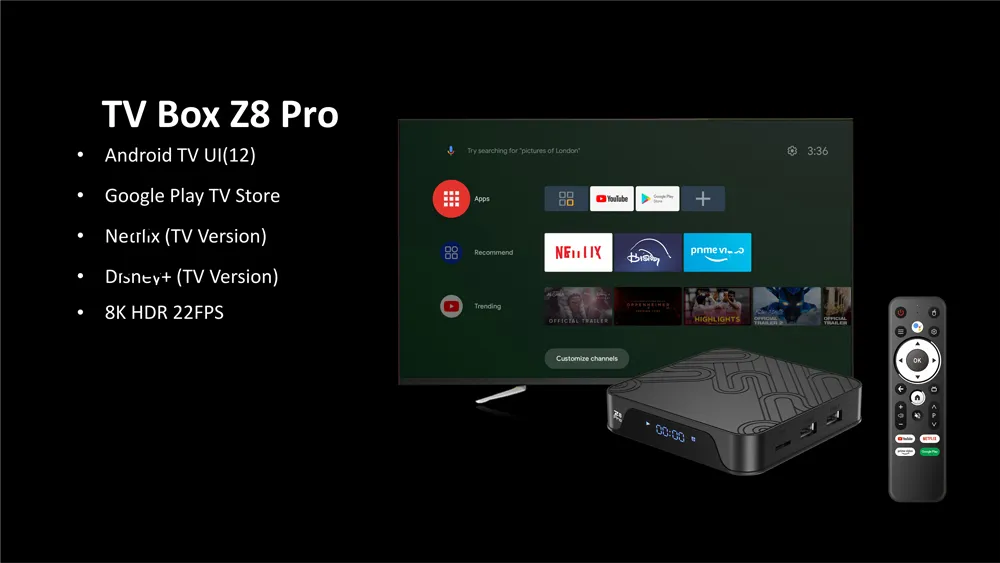 4+32GB Android 12 Smart TV Box: Stream in 4K, Voice Remote