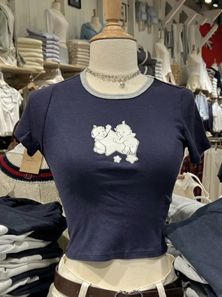 Женская футболка ангела для печати для печати пэтчвообразные футболки Женщины летние повседневные o шея мягкая хлопчатобу