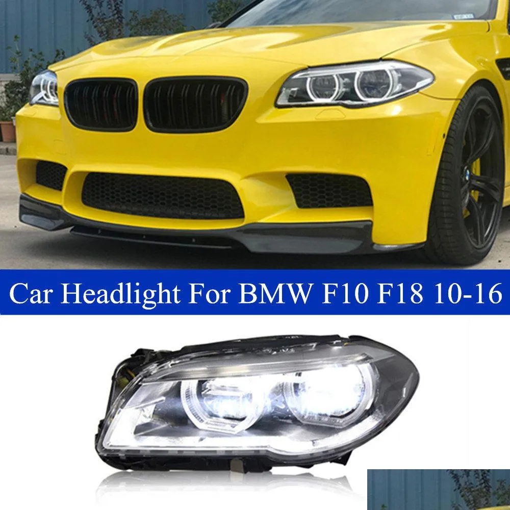 Turn Brake Light Car Styling Head Case för 5 Series F10 F18 2010- Strålkastare FL LED-strålkastare Drl Lens Double Beam Drop Delivery Mo Dhvoa