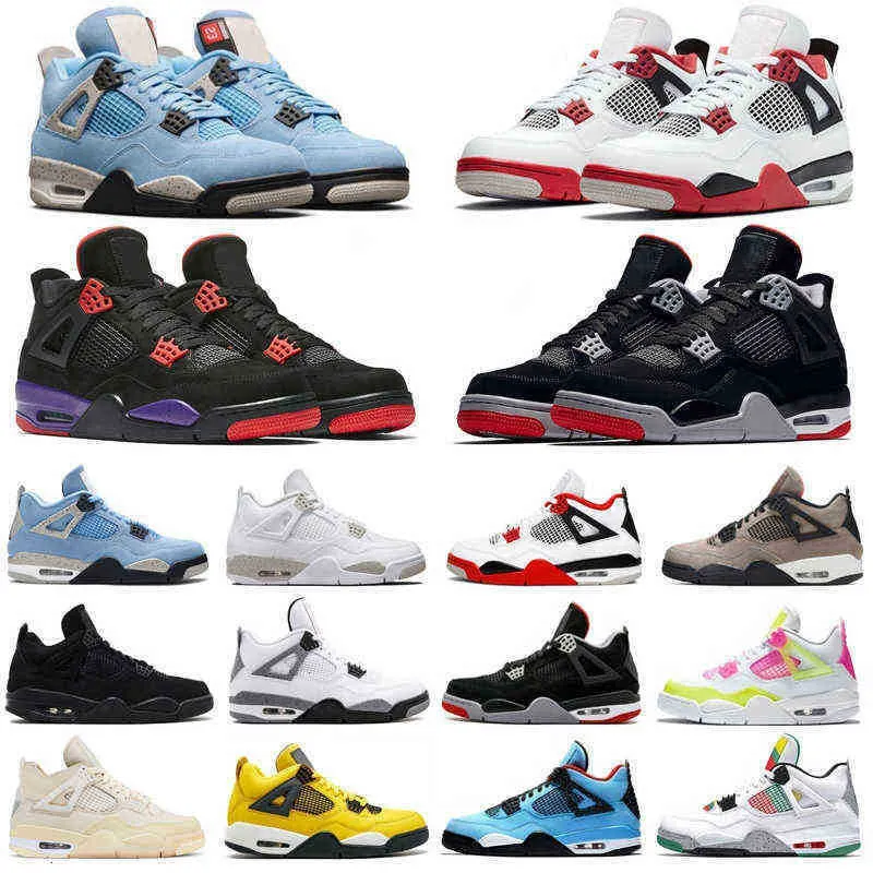 Scarpe da basket Jumpman 4s University Blue 4 White Cement Fire Red Taupe Haze Bred Thunder Carnival Scarpe da ginnastica da uomo Sport Sneakers con scatola