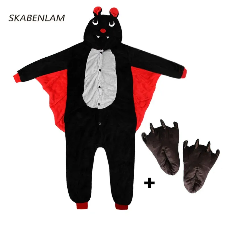 Pijamalar çocuk kigurumi onesie hayvan setleri kızlar kızlar karikatür yarasa cosplay pijama pijama kış çocuk pazen kapşonlu pijama 231122